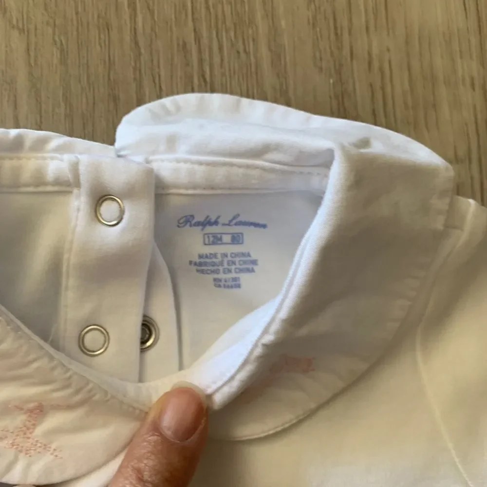 RALPH LAUREN | White | Baby Girl Collar Bodysuit